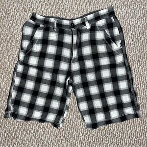 Y2K Black and White Plaid Cargo Shorts